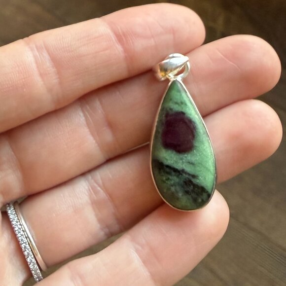 Authentic *Ruby Zoisite* Teardrop Necklace Pendant | Sterling Silver | NEW - Picture 4 of 12